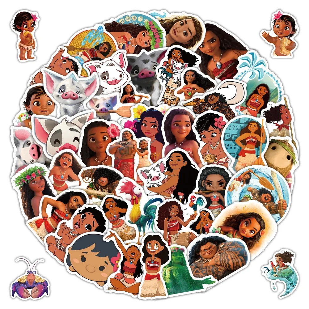 

52pcs Cute Cartoon Moana Graffiti Stickers Waterproof Decals Stickers For Laptop Phone Thermos Ipad Guitar Stickers Kids Gift