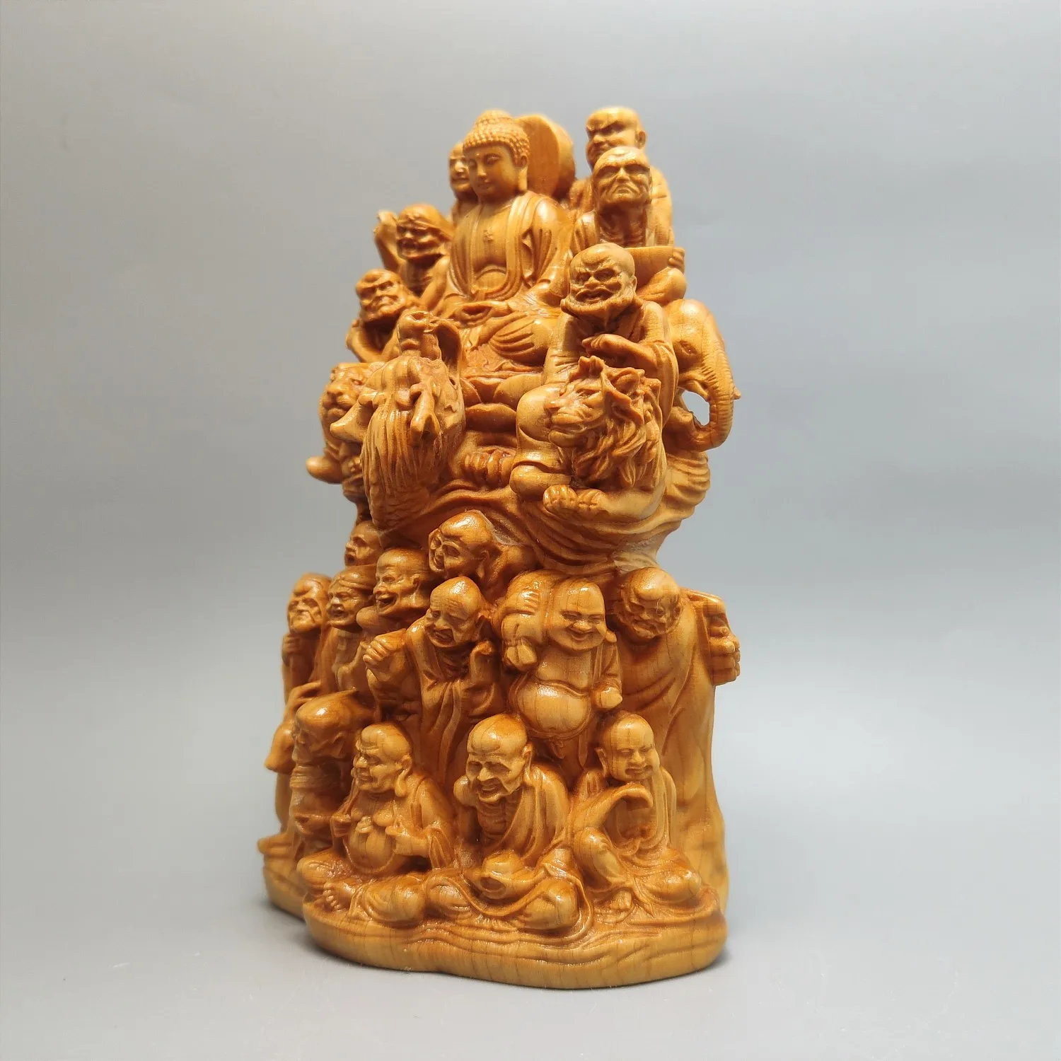 

Eighteen Arhats 16cm sculpture Chinese boxwood Buddha statue dedicated to solid wood decoration home decoration ornaments