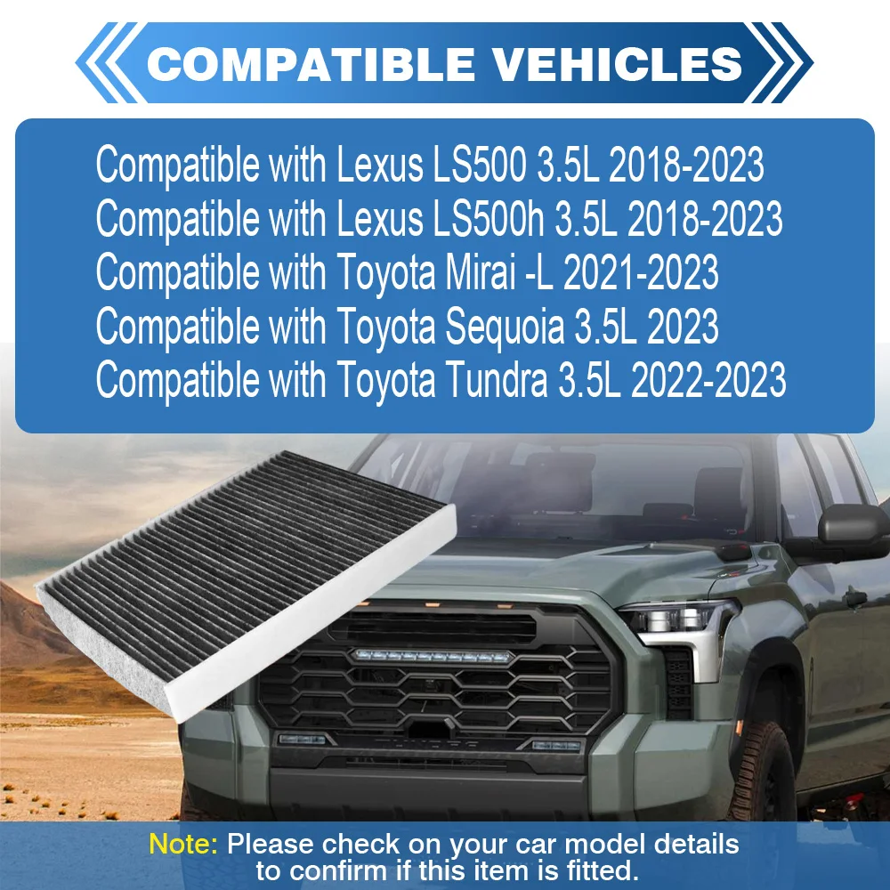 فلتر هواء المقصورة الكربونية للسيارة لكزس LS500 LS500h تويوتا ميراي -L سيكويا تندرا 87139-50110 87139-30110، 87139-60030