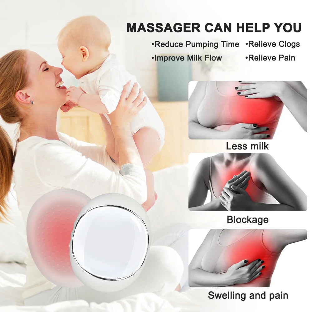 Warming Lactation Massager Breastfeeding Postpartum Essentials Heat & Vibration Support for Improved Milk Flow Mastitis