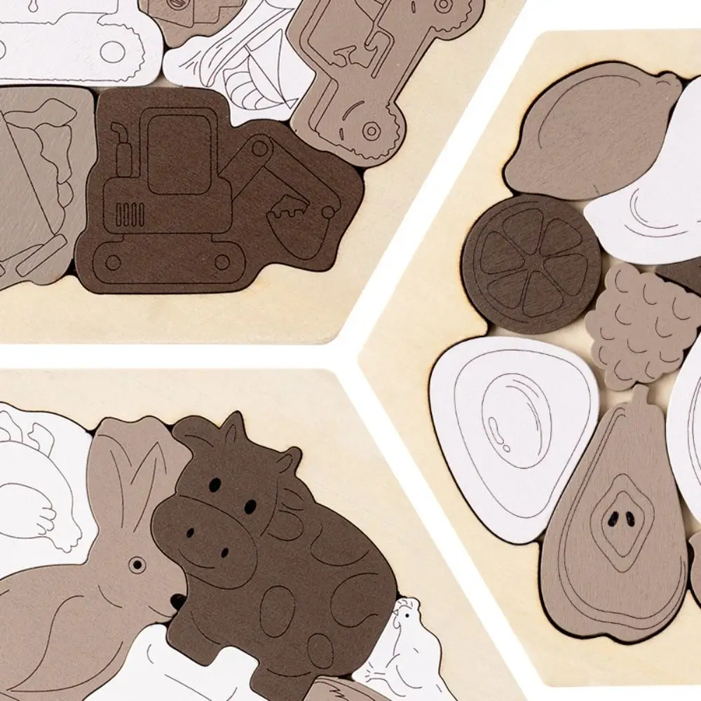 Brain Burning Dinosaur Wooden Puzzle Farm Animals Forest Animals Fruits Jigsaw Home Decor Colored Unique Irregular Puzzle