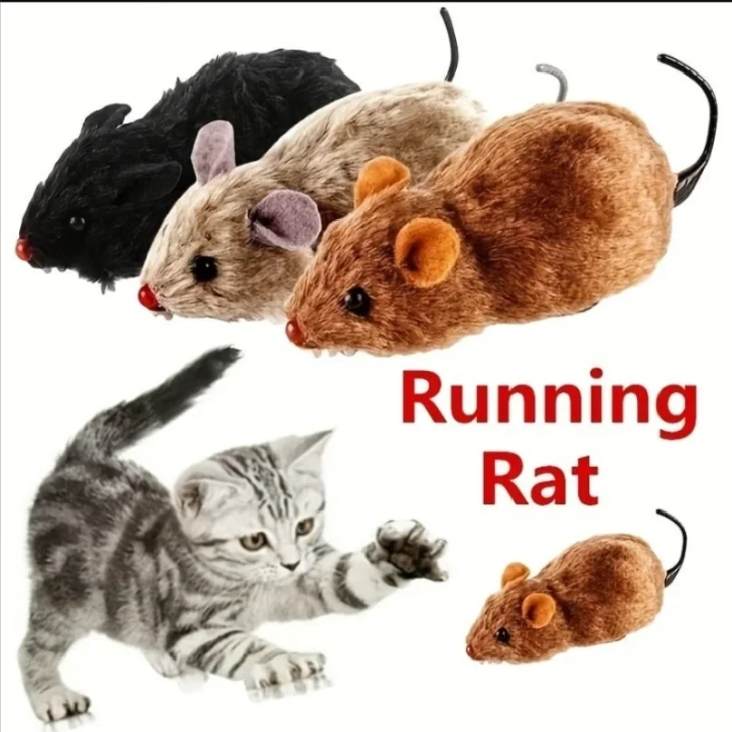 

1Pc Funny Lifelike Plush Mouse Running Rat Toy for Cats Dogs Tail Mouse Pets Kids Random Color