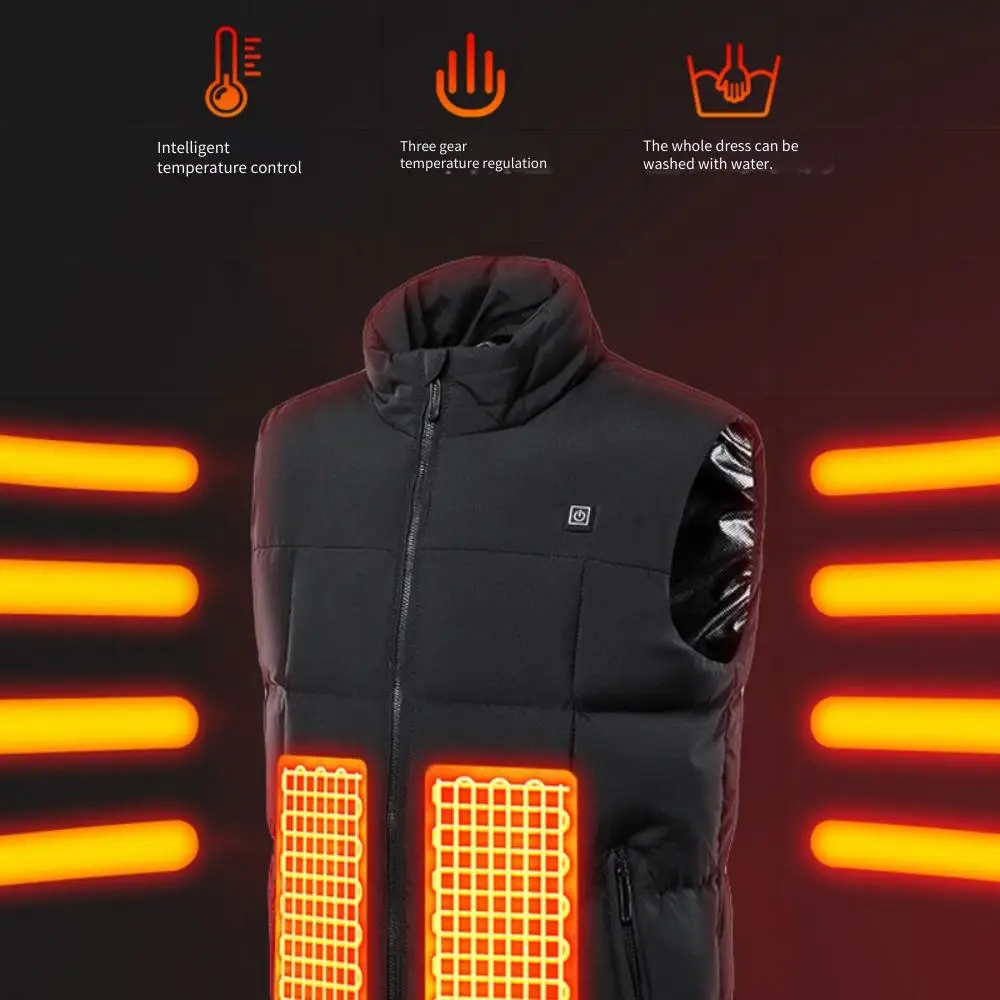 أحدث سترة تدفئة للرجال لعام 2025 3 مناطق تسخين صدرية كهربائية ذكية USB قابلة للشحن سترة دافئة حرارية للرياضات الخارجية #2
