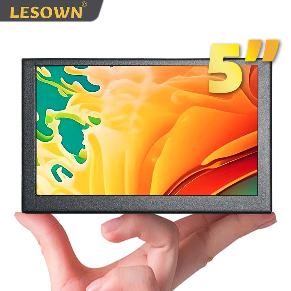 LESOWN mini Portable Monitor 5inch Touch Screen HD 800x480 USB HDMI Tiny Monitor Built in Speakers for Raspberry Pi Laptop PC