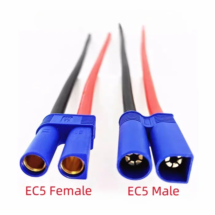 1PCS EC5 10AWG Silicone Cable EC5 Male Plug/Female Jack Pigtail Wire Connector for RC Battery Toys Pigtail Wire Length 30CM