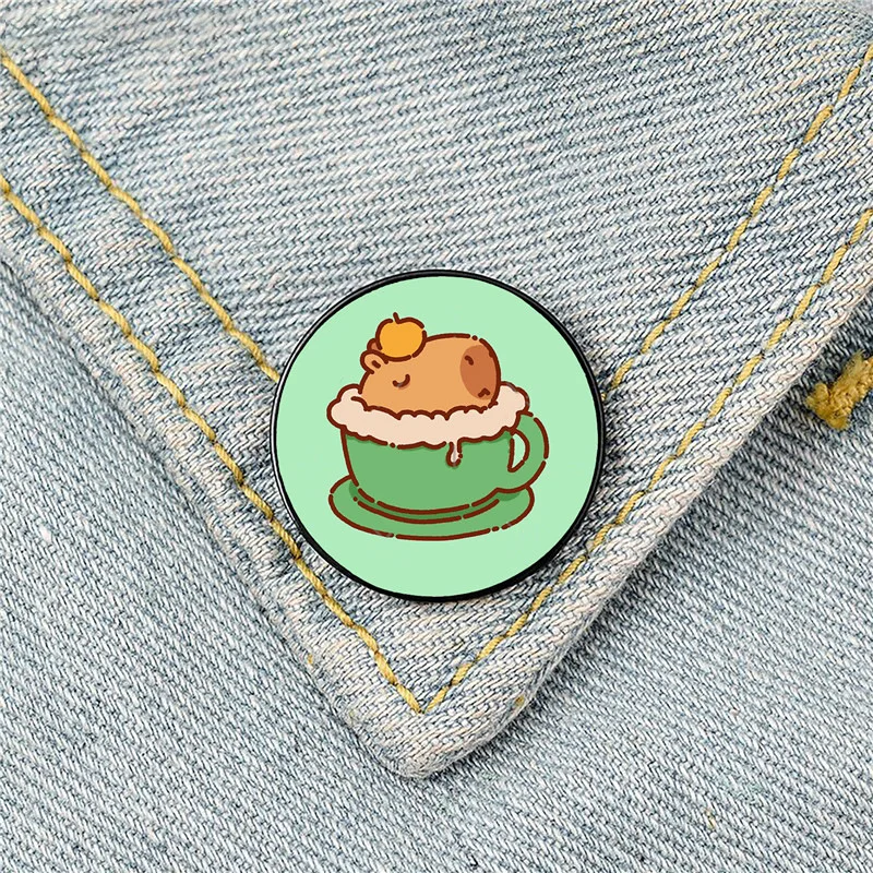 Cute Capybara Pins Custom Capy Brooches Lapel Badges Cartoon Animal Jewelry Gift for Kids Friends