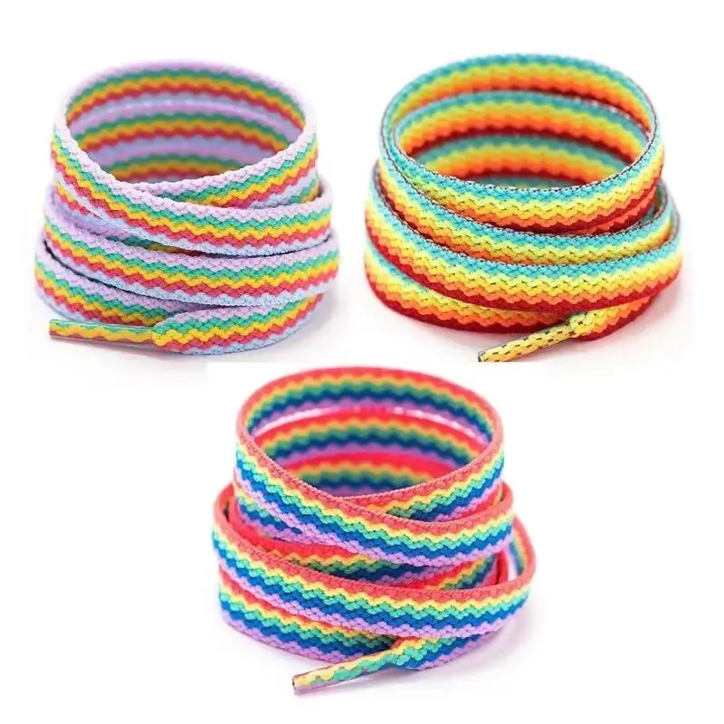 1 Paar Regenbogen Bunte Schnürsenkel Off Sneaker Weiße Schnürsenkel Klassische Hohlgewebte Schnürsenkel Für AJ/AF Nähte Kreative String