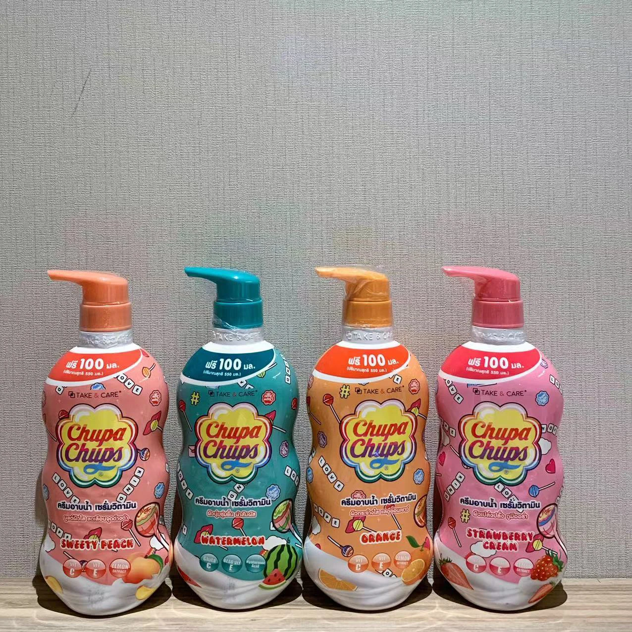 

ChupaChups Shower Gel, Long-Lasting Fruit Scent & Moisturizing, Strawberry & Watermelon, Thailand 550ml