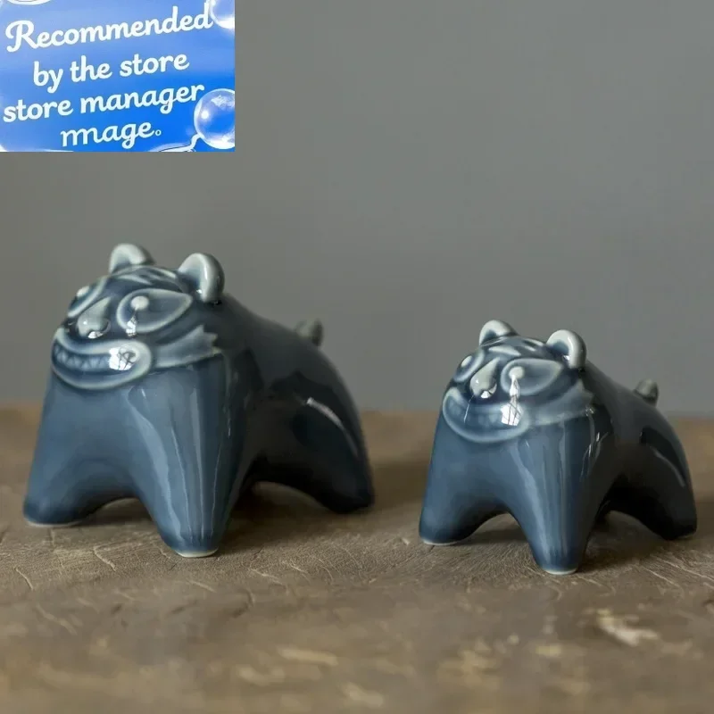 

Синяя глазурь, милый тигр, чайные украшения, тигровое украшение, керамический туманный синий чайный сервиз, аксессуары, украшение, чайный питомец