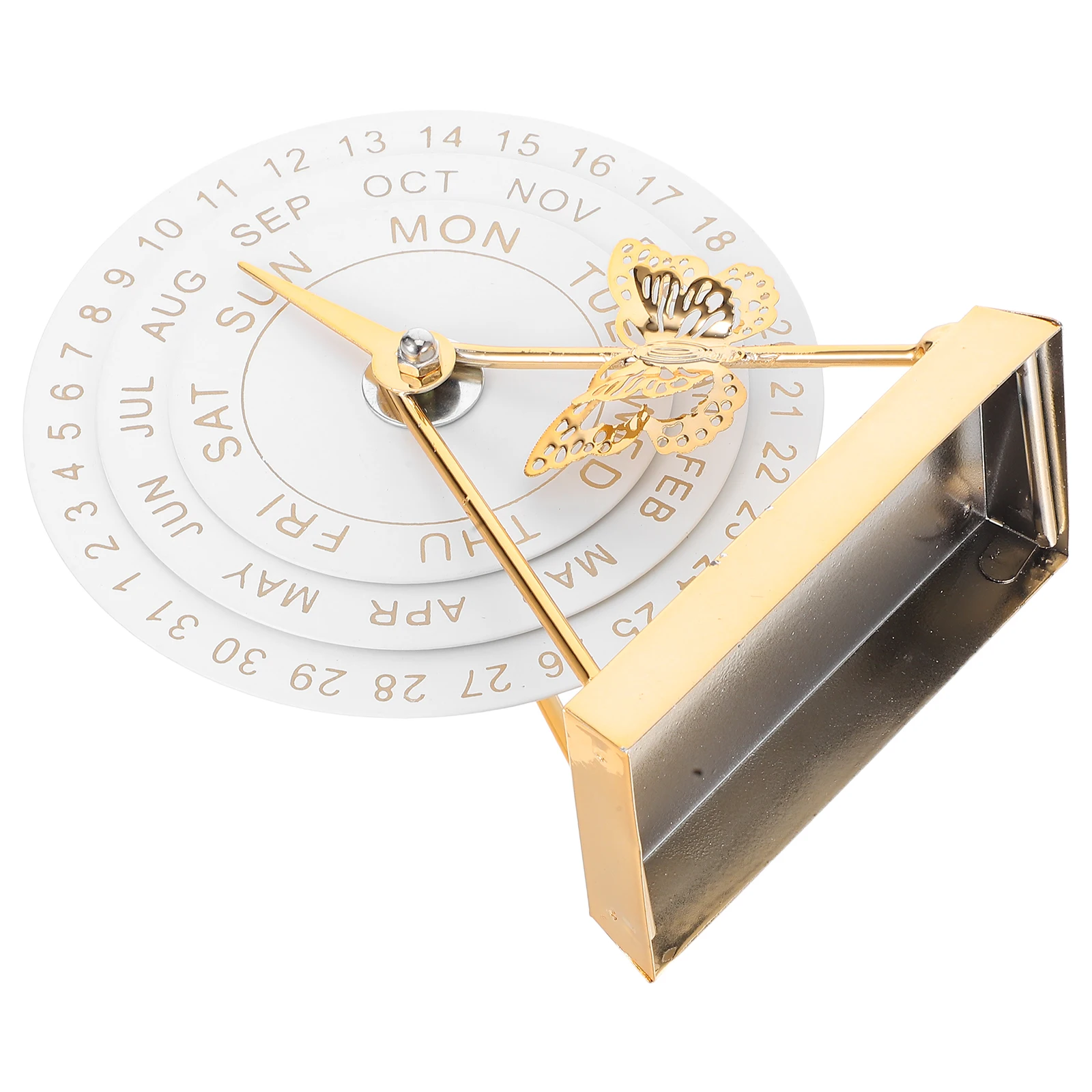 

Metal Perpetual Calendar Butterfly Desk Decorate Mechanical Manual Rotatable Disks Iron Decoration Disc