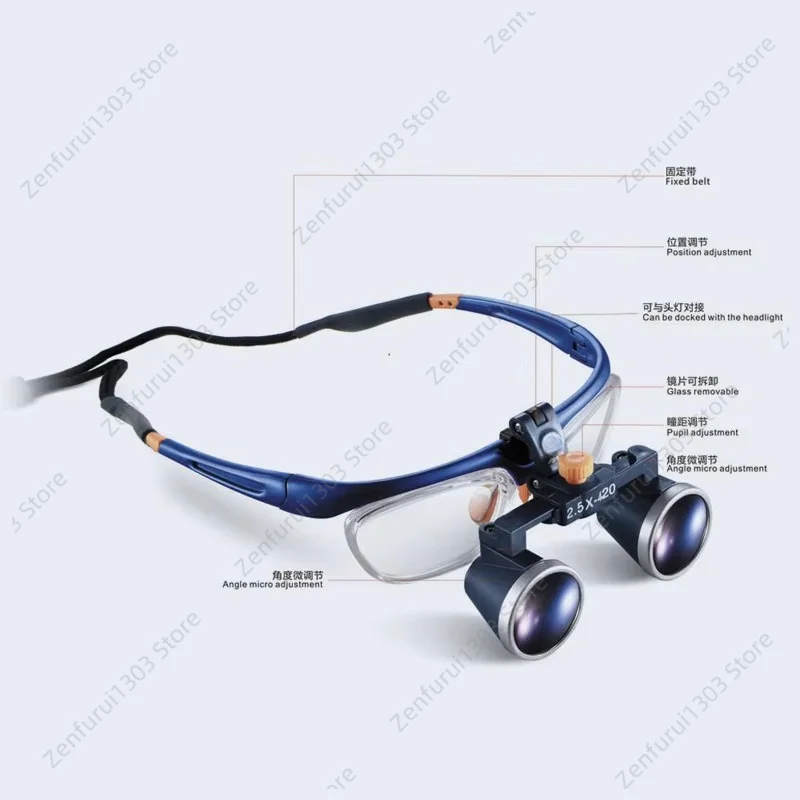 FD-503G 2.5X 3.5X Two-way Screw Thread Loupe Binocular  Frame Magnifier  Work Distance 420MM