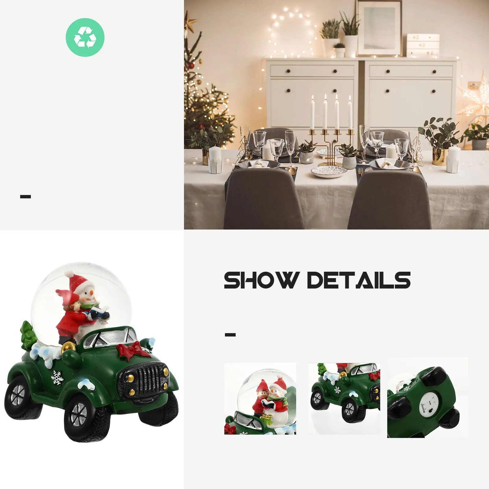 

1pc Glowing Crystal Ball Xmas Decor Exquisite Car Shape Ornament Creative Desktop Adornment Home Craft Party Festival