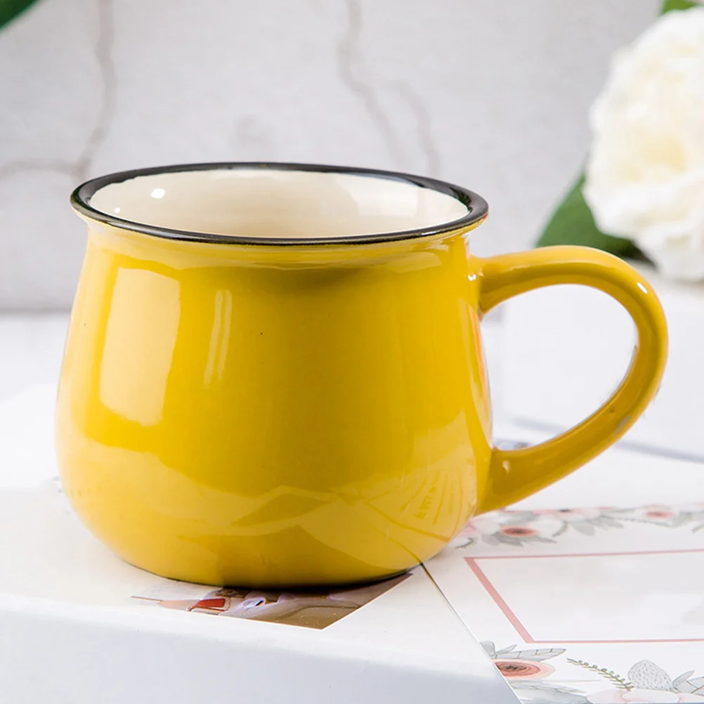 1 قطعة كوب قهوة من السيراميك أصفر ساطع كوب شاي منزلي هدية مثالية كوب شرب للقهوة والحليب وعصير المقهى #3