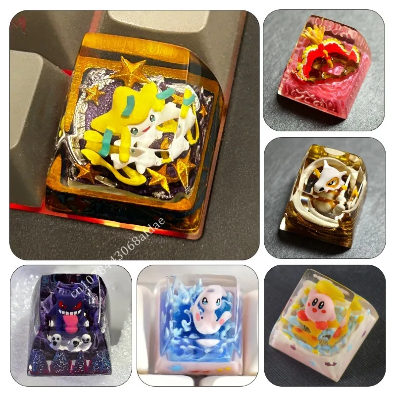 

Pokemon Resin Keycaps Anime Figures Eevee Gengar Jirachi 3D Key Caps for Mechanical Cross Axis Keyboard Accessories Gifts