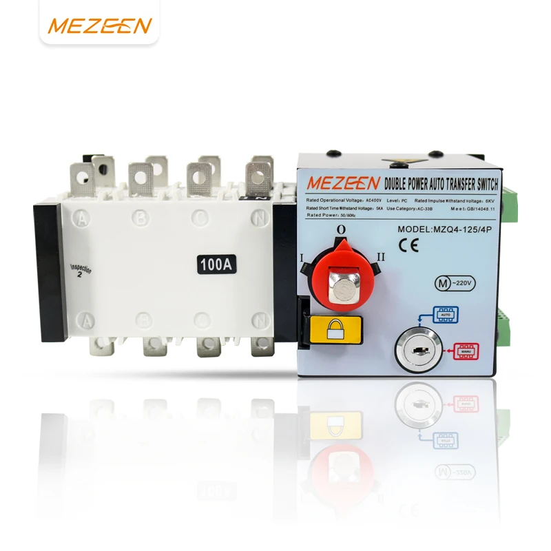 

Professional Supplier 4 Pole 125A Double Power Automatic Transfer Switch ATS For Generator