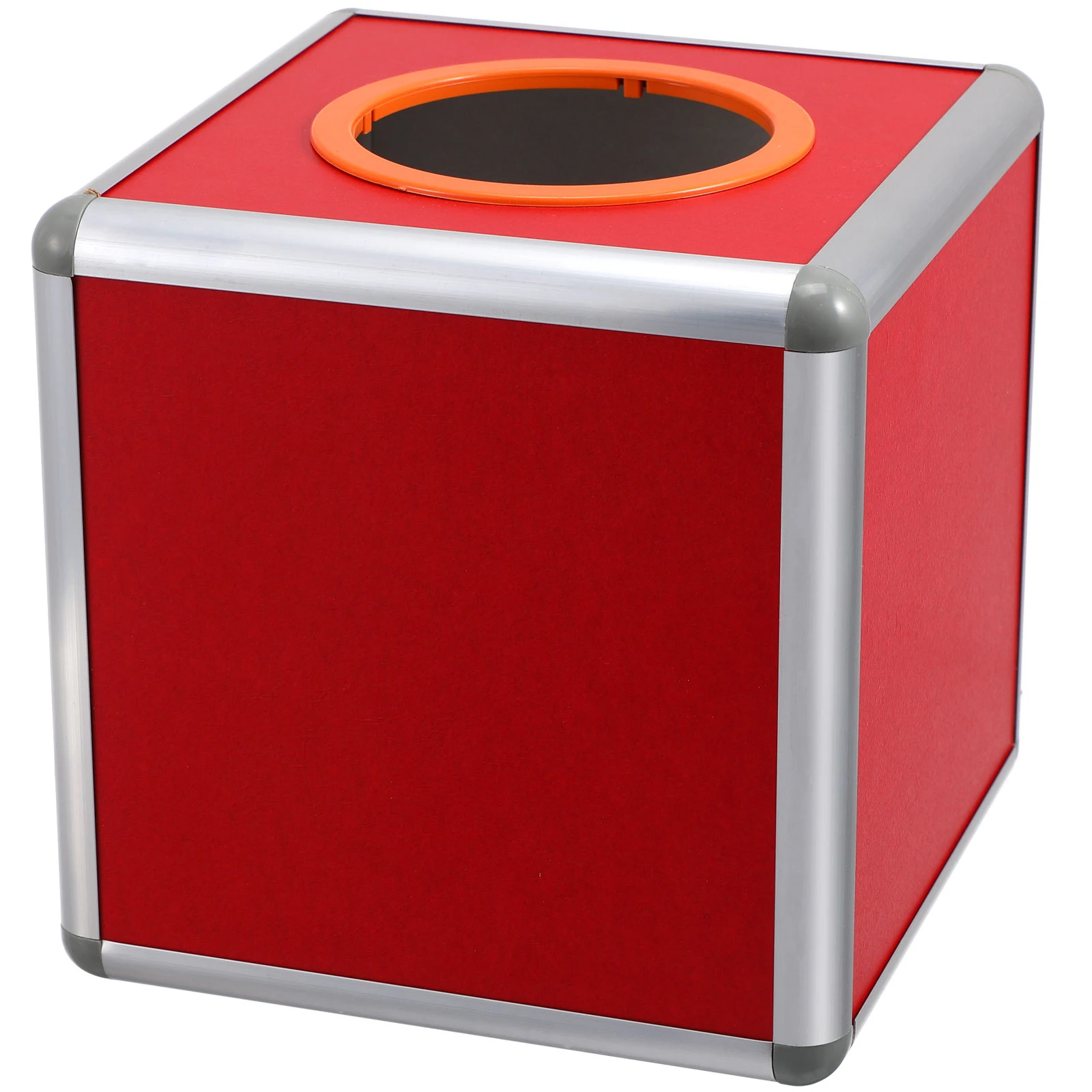 

Square Lottery Box Business Red Aluminum Alloy Large Capacity Premium Material Raffle Container for Tickets Drawing