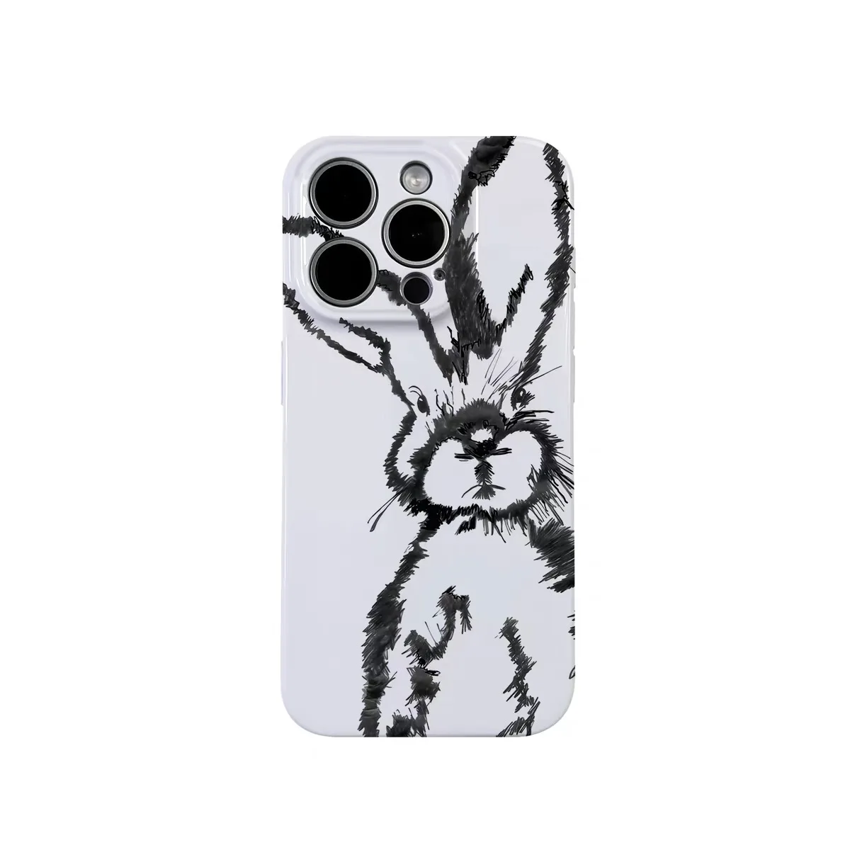 

Black Ink Graffiti Rabbit Phone Case for IPHONE 17 Air 16E 15 PROMAX 14 Plus 13 12 MINI 11 PRO 16Plus XR XS Acrylic Phone Cover