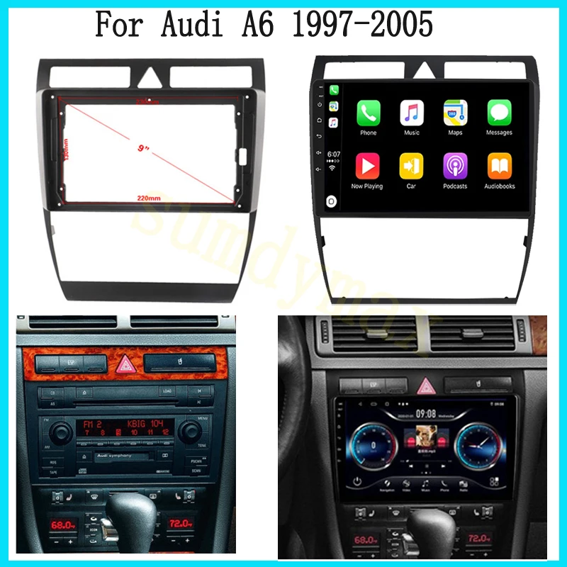 9inch big screen 2 Din android Car Radio Fascia Frame For Audi A6 C5 1997- 2005 S6 RS6 car panel Trim Dashboard Panel Kit