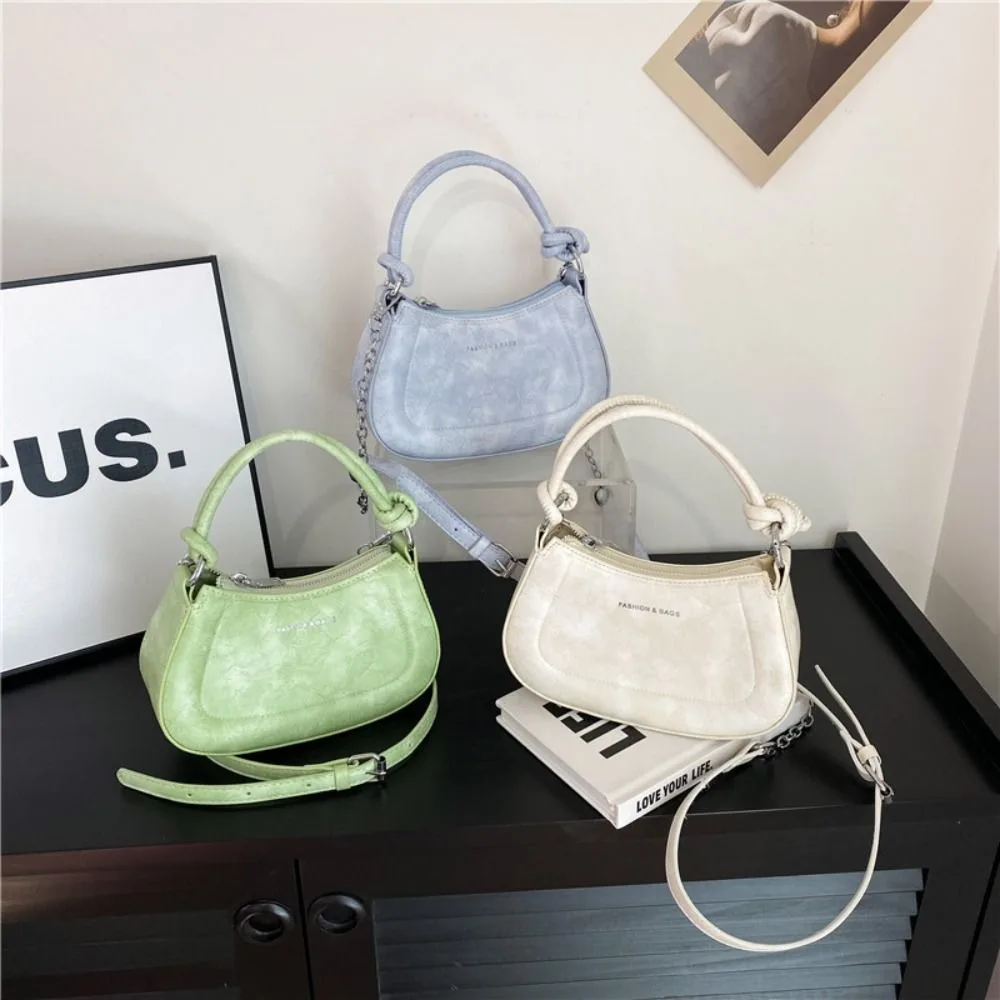

Fashionable Korean Style Shoulder Bag PU Leather Large Capacity Chain Crossbody Bag Solid Color Zipper Handbag Office Worker