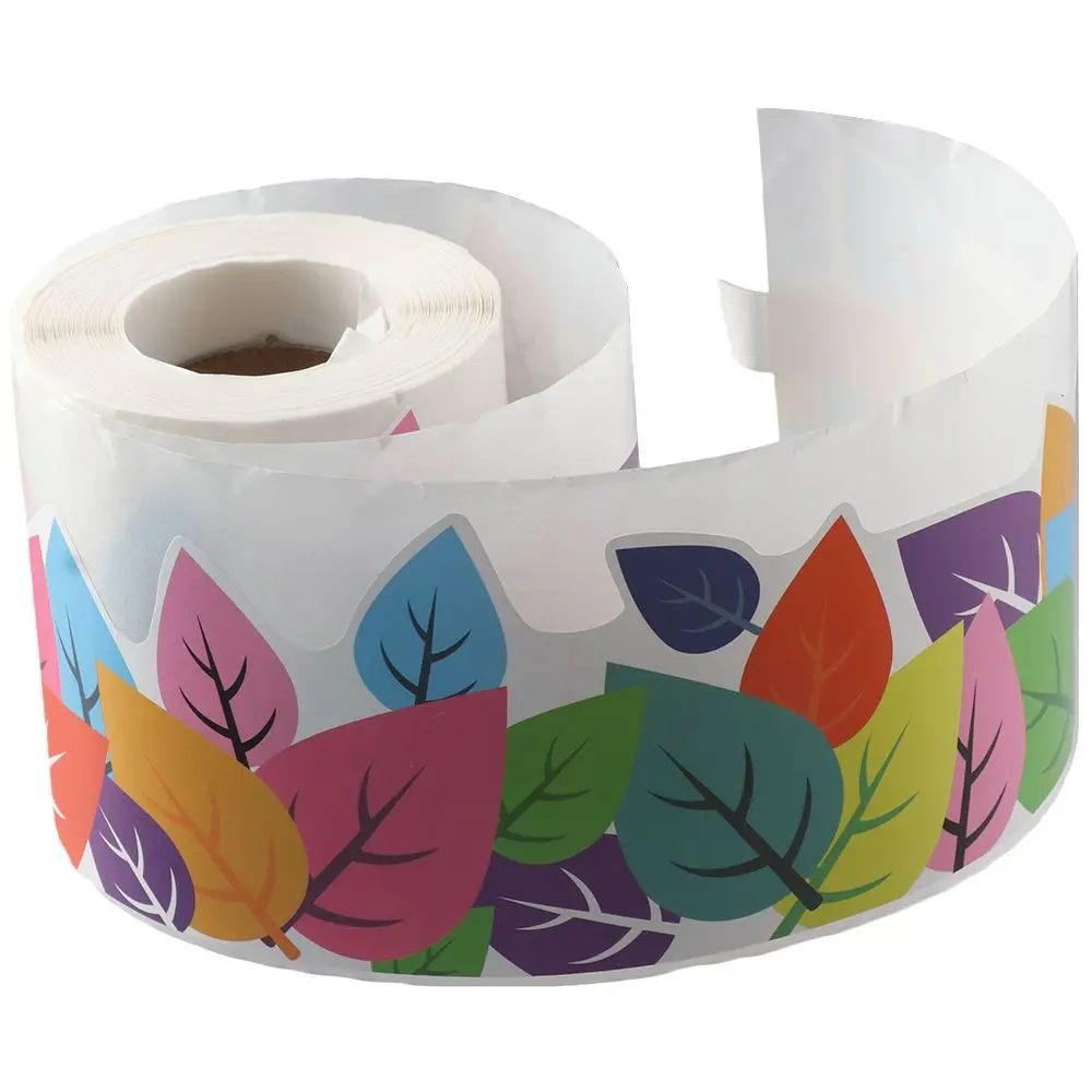3 Inch x 66 Feet Colorful Leaf Bulletin Board Border Sticker Paper Die-Cut Borde