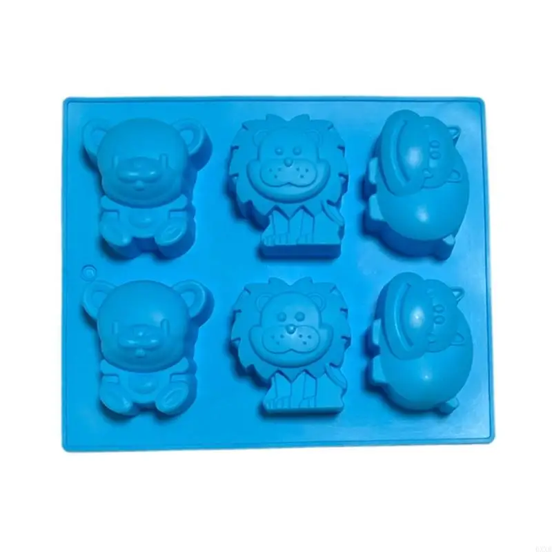 2 Pack Silicone Baking Molds Set With 6 Cavity Animal Lions Hippo Bear For Homemades Chocolate Ice Jellies 0XXB