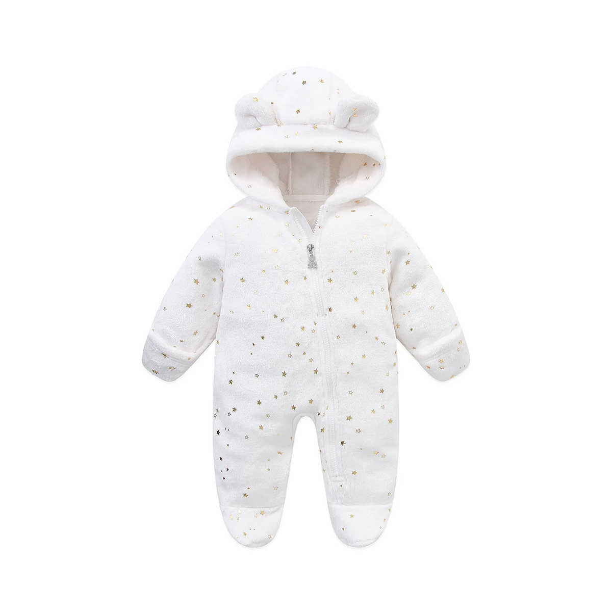 AYNIGIELL Autumn /WinterToddler Clothing, Female Baby Warm Hooded Romper, Male Baby Cartoon Jumpsuit Newborn Flannel Clothing