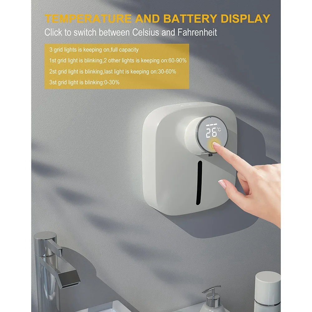 

Изысканный автоматический дозатор мыла на 10%,82 унций/320 мл, бесконтактный дозатор мыла, дозатор пенного мыла, водонепроницаемость IPX4