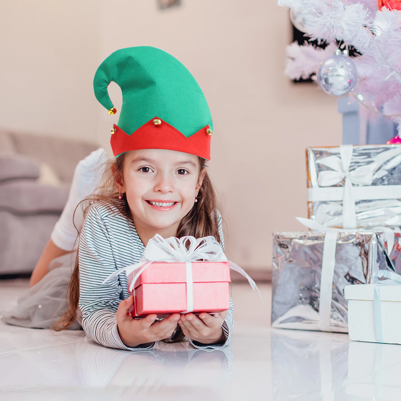 

Christmas Children Props Christmas Costume Kids Hat Shoes Cosplay Costume Elf Suit Party Accessories Holiday Gift
