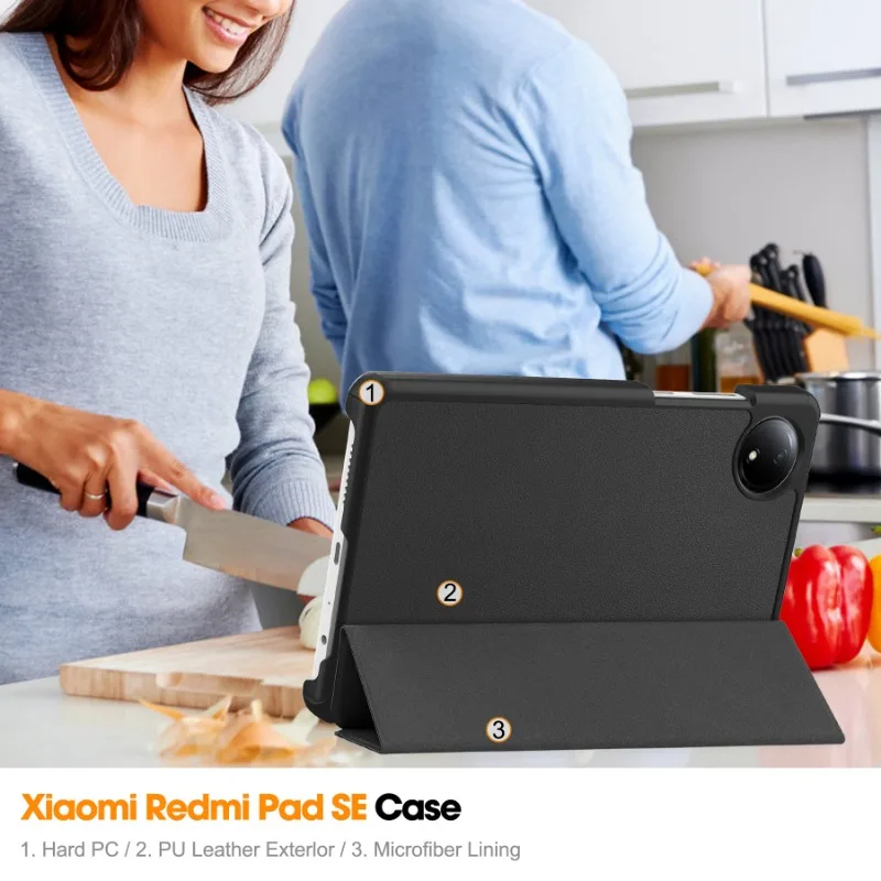 Smart Case For Xiaomi Redmi Pad SE 8.7 inch 2024 Magnetic PU Leather Tri-Folding Stand funda for Redmi Pad se 8.7