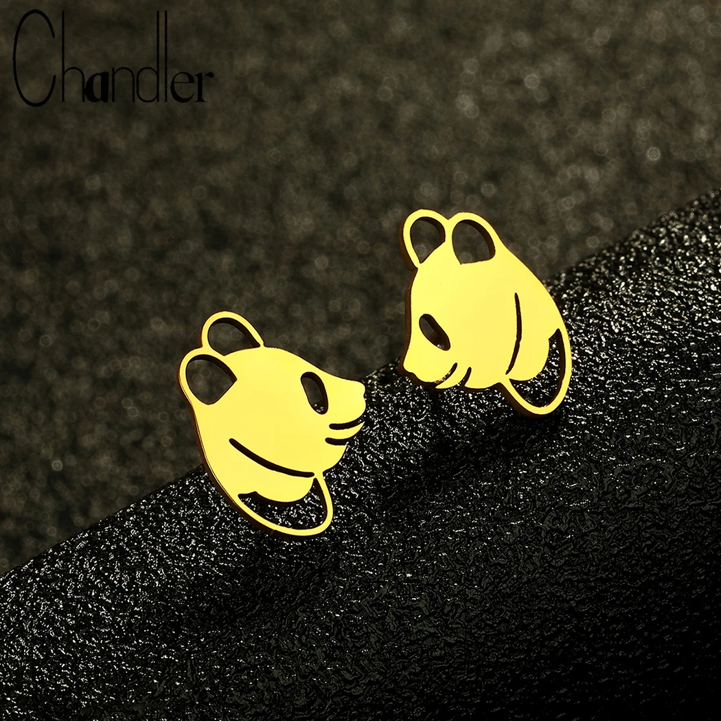 Chandler Panda Head Studs Animal Earrings Panda Earrings Ber Earrings Cute Panda Studs Panda Jewelry for Men and Women