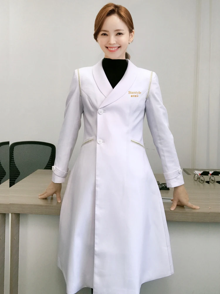 

High-End Korean Style Medical Beauty Plastic Surgery Hospital White Lab Coat Women Doctor Work Uniform Front Desk Advisor Uni...