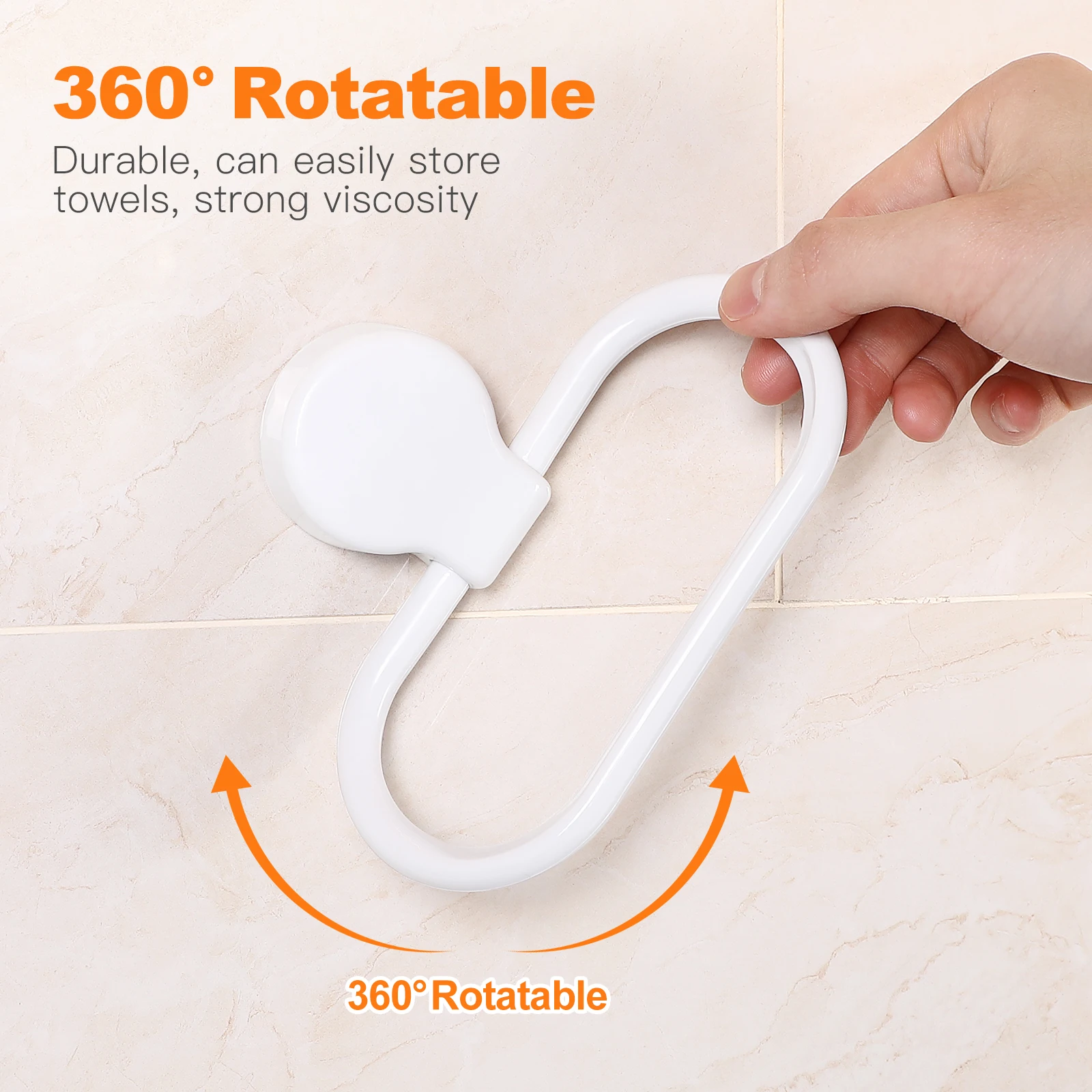 

No Drill Self-Adhesive Towel Holder Ring Durable ABS Material for Bathroom Kitchen Use White Color Towel Rings