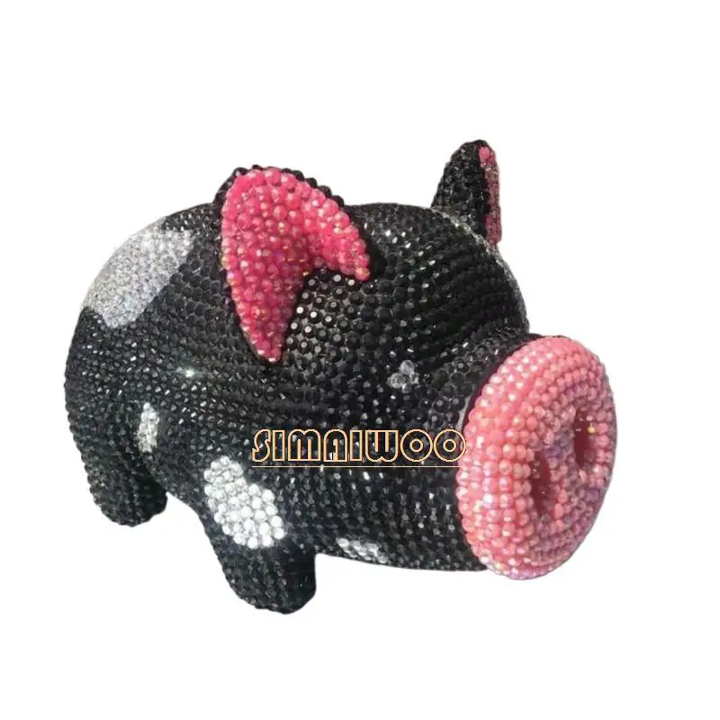 

Rhinestone Black Pig Statue Coin Storage For Kid DIY Handcraft Creative Birthday Gift Crystal Art Home Christmas Decorative