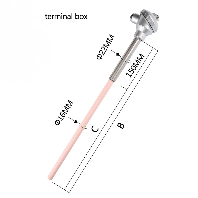 WRN-122/WRN-132 K-Type Thermocouple Temperature Sensor 0-500mm Corundum Ceramic Tube SUS304 1300℃ for High Temperature Furnace