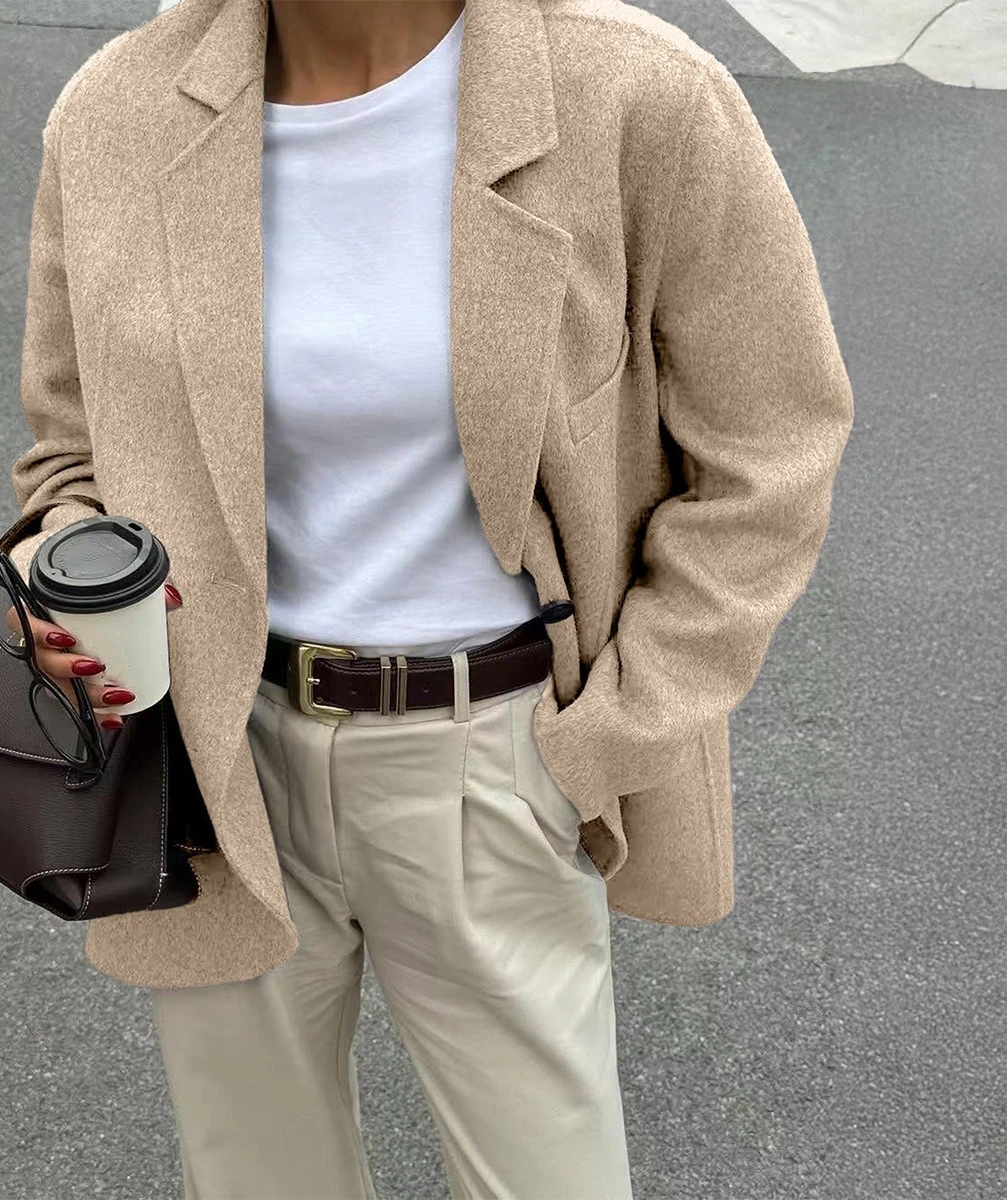 

Осень-зима 2025 г., повседневный высококачественный однотонный пиджак, женская одежда