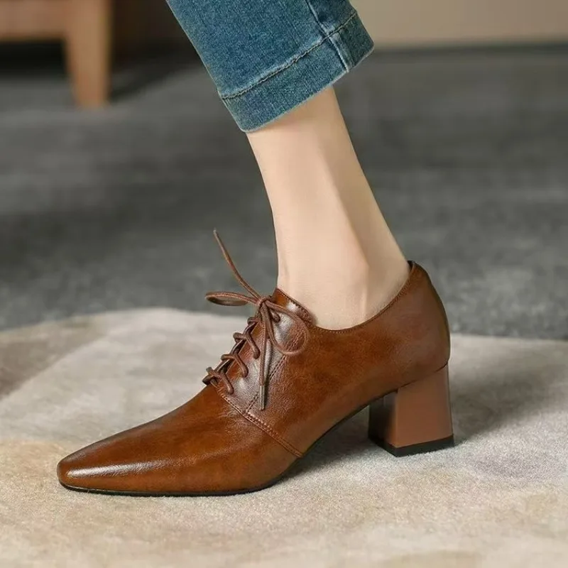 2025 Women Pumps Elegant Spring Fashion Pumps Women Ankle Boots Designer Heels Oxford Shoes Casual Leather Big Size High Heels