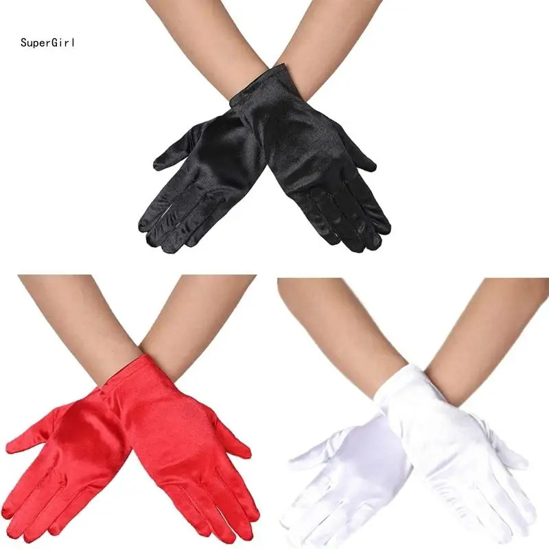 Stretch Short Gloves Evening Party Gloves Short Length Wrist Length Gown Gloves J78E