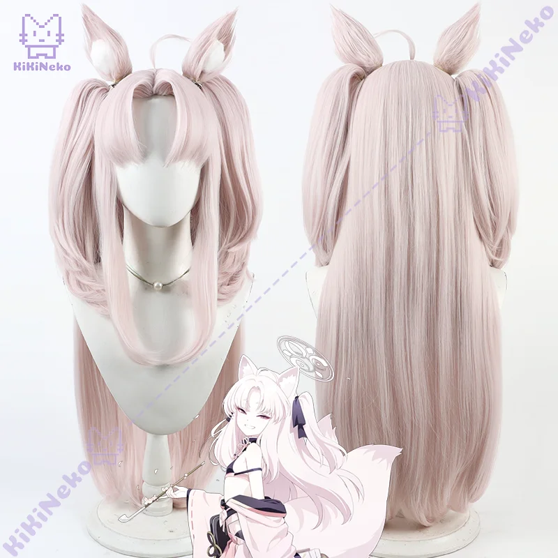 Blauw Archief Kuzunoha Cosplay Pruik Roze Kat Oor Twin Tail Haar Voor Comicon Party Volwassen Vrouwen Mannen