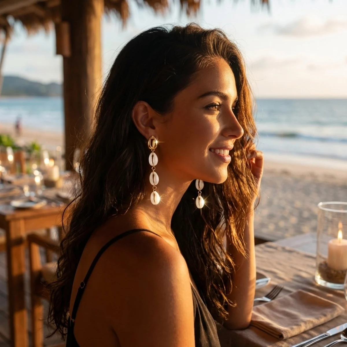 Hohle Acryl-Muschel-Ohrringe für Damen und Herren, Bohemian-Strand-Metallmuschel-Ohrringe, Sommerurlaubsschmuck – Detail 8