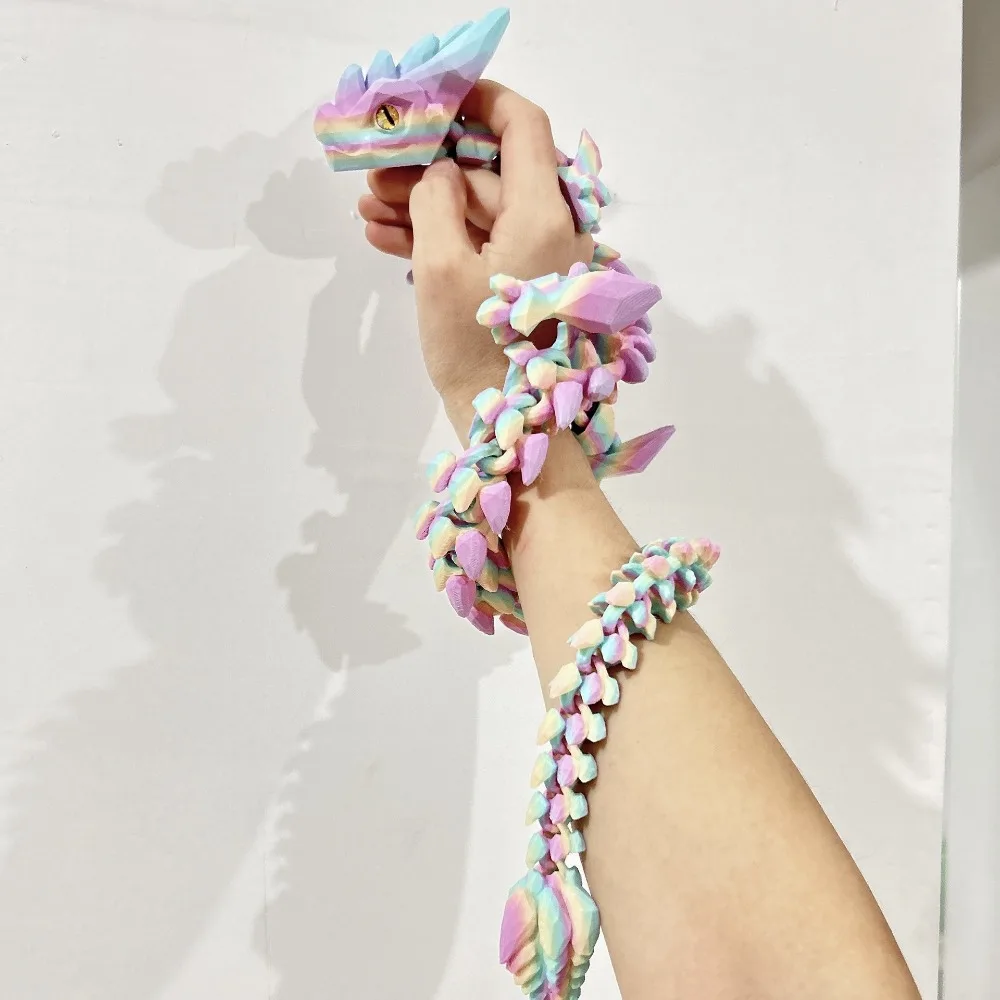 Lichtgevende 3D-geprinte gehoornde draak simulatie Glow in The Dark Dragon beeldje Multi-jointed PLA veelkleurig Dragon ornament