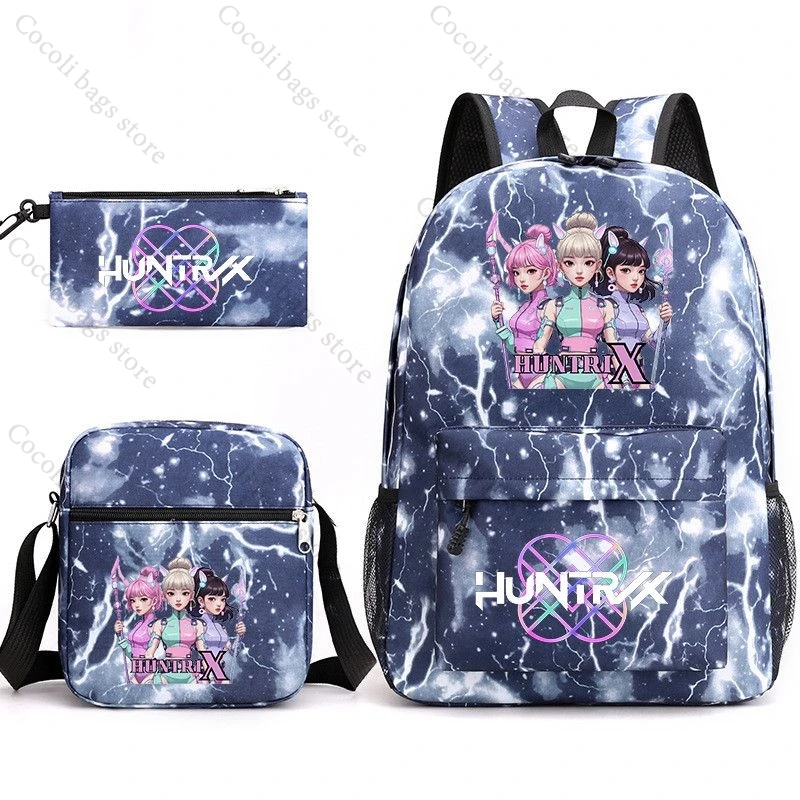 2025 KPop Demon Hunter Printing 3 Pieces Children Backpacks School Bags Girl Backpacks Large Capacity Oxford Backpack for Kids