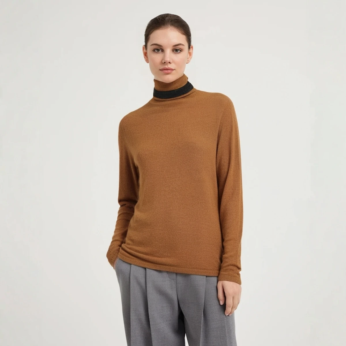 BC-436 In Stock Luxury Turtleneck Neckhole Long Sleeved Knitwear Women Knit Tops Cashmere Knit Woman Knitwear Clothes