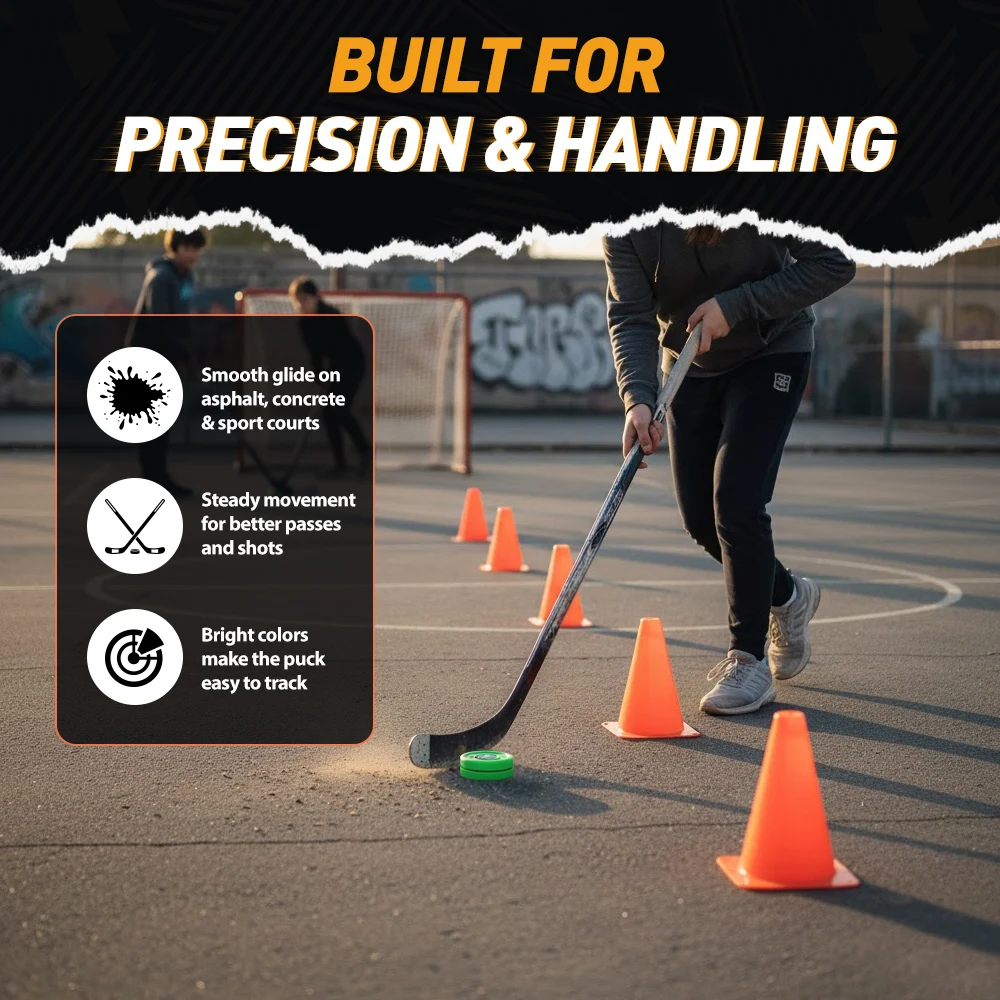 Street Roller Hockey Pucks 3-Packs Outdoor Hockey Street Pucks Training Puck For Control Passing Shooting Hockey Accessories