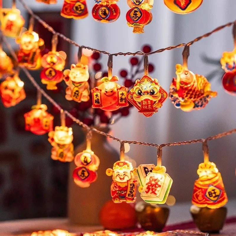 

40Led Spring Festival Lanterns Chinese New Year String Lights Hanging Ornaments Bedroom Living Room Decoration Party Supplies