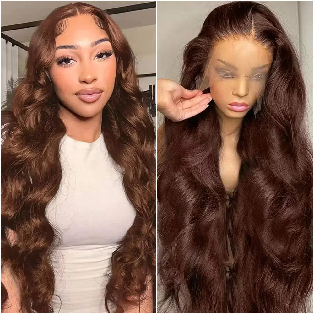 

Шоколадно-коричневый парик из 100% натуральных человеческих волос, 13x6, с кружевной передней частью, волнистый, цветной, плотность 220%, прозрачный HD, 13x4, бразильские парики с кружевной фронтальной частью