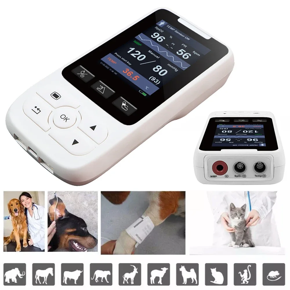 Vital Signs Monitor SM50 Veterinary Handheld Home Hospital ICU Clinical Patient Monitor SPO2 NIBP TEMP PR Use for VET