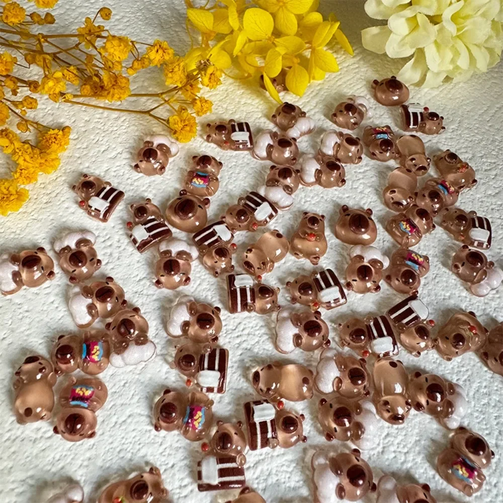 50 stuks schattige hars nail art ornamenten cartoon 3D nagel hars boor ornamenten capibara nagelaccessoires