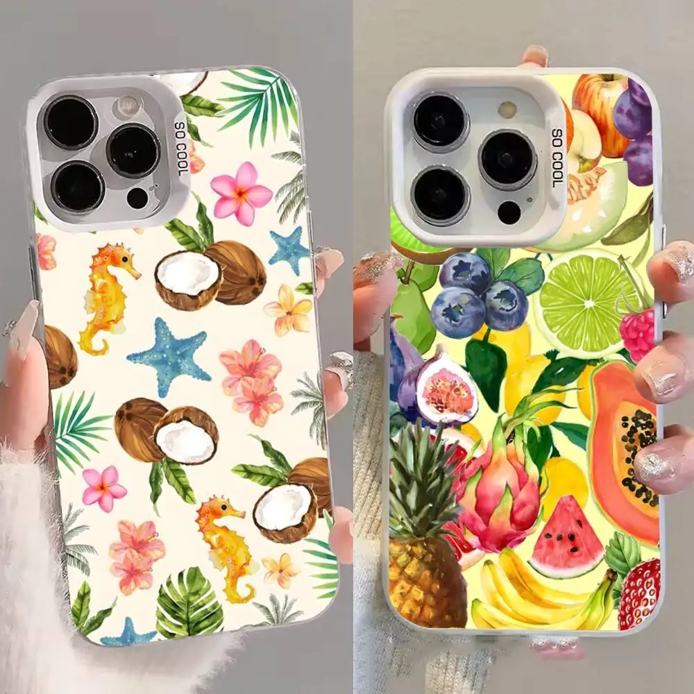 

Cute Fruity Juice Cocona Lemon Phone Case For iPhone 16,15,14,13,12,11,8,7,Pro,Max,Plus,Mini,XS,SE White Matte Shockproof Cover