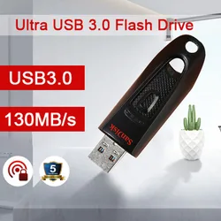 SanDisk – clé USB 256 Ultra, support à mémoire de 32 go 128 go 64 go 512 go 3.0 go, 130 mo/s, lecteur Flash pour PC/Notebook, disque U