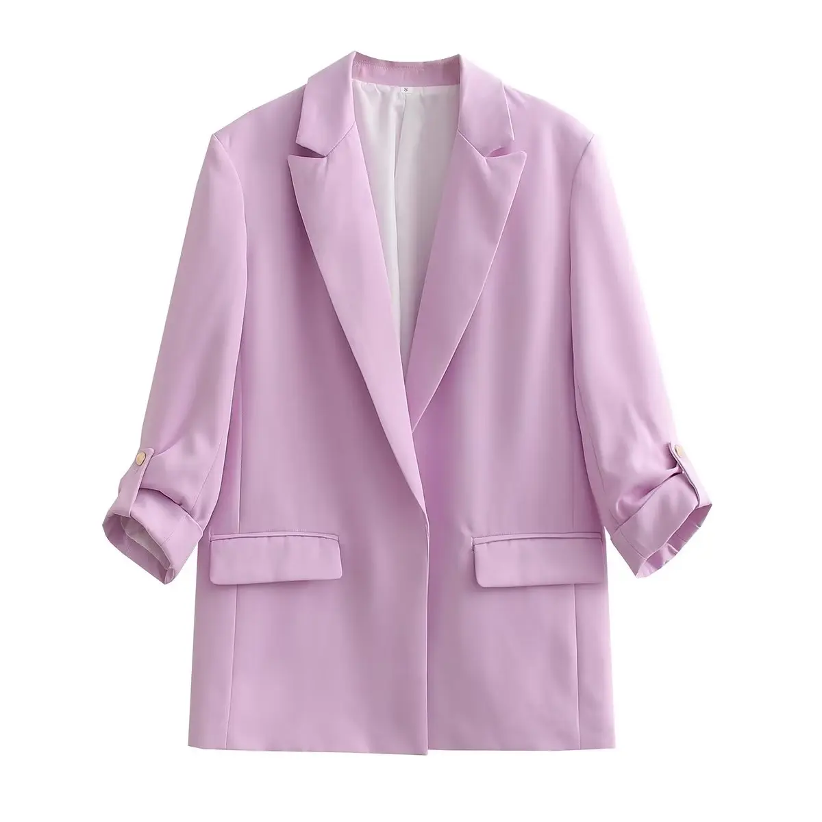 TRAF 2023 Purple Blazer Women Office Chic And Elegant Woman Jacket Turn Up Sleeve Women\'s Spring Jacket New In Outerwears